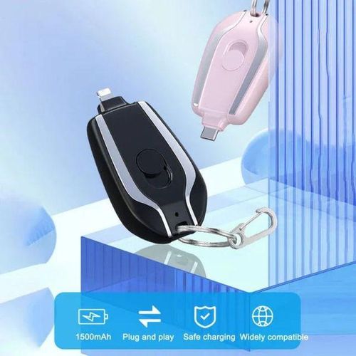 1500mAh Mini Power Emergency Pod Keychain Charger With Type-C Ultra-Compact Mini Pack Fast Charging Backup Power Bank-Pink Type-c_Red