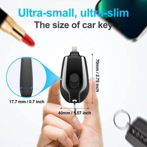 1500mAh Mini Power Emergency Pod Keychain Charger With Type-C Ultra-Compact Mini Pack Fast Charging Backup Power Bank-Pink Type-c_Red