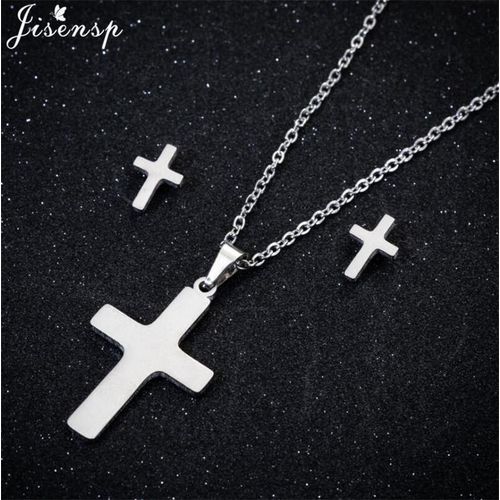 Collares Con Cruz De Doble Cara Para Hombre Y Mujer Conjunto De Joyer&iacute;a Aretes Peque?os Estilo Urbano G&oacute;tico Vintage