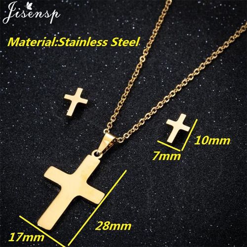 Collares Con Cruz De Doble Cara Para Hombre Y Mujer Conjunto De Joyería Aretes Peque?os Estilo Urbano Gótico Vintage