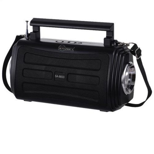 Portable Mini Speaker With Bluetooth USB TF AUX FM DC5V Solar Glass  - Black