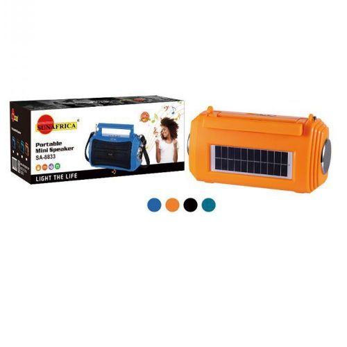 Portable Mini Speaker With Bluetooth USB TF AUX FM DC5V Solar Glass  - Black