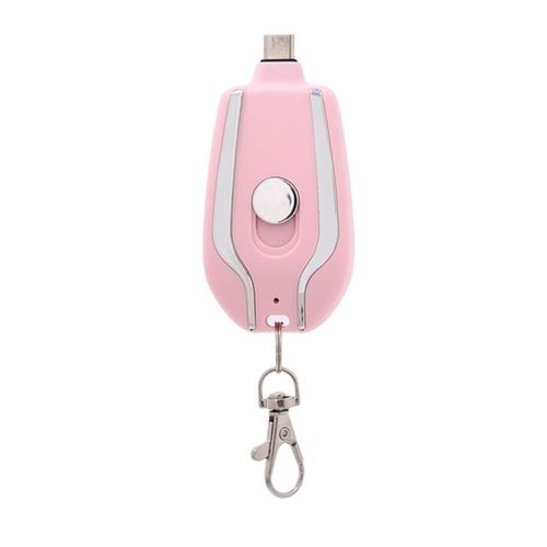 1200mAh Portable Car Keychain Power Bank RechargeableType-C External Charger Phone Emergency Power-pink_WHITE