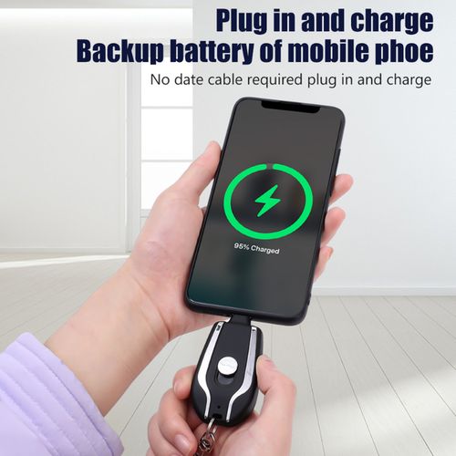1200mAh Portable Car Keychain Power Bank RechargeableType-C External Charger Phone Emergency Power-pink_WHITE