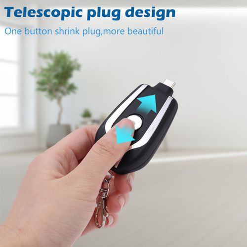 1200mAh Portable Car Keychain Power Bank RechargeableType-C External Charger Phone Emergency Power-pink_WHITE