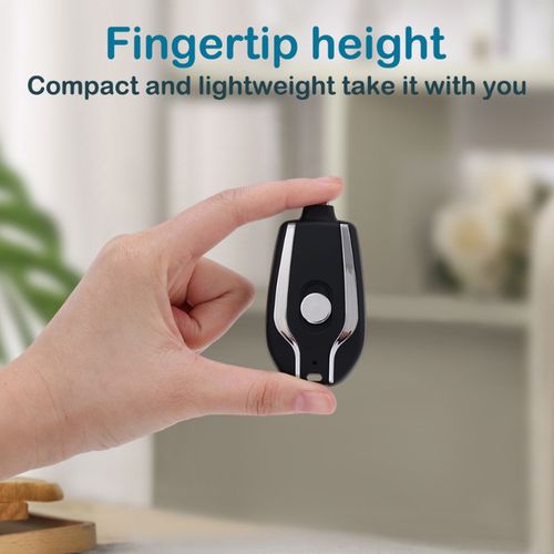1200mAh Portable Car Keychain Power Bank RechargeableType-C External Charger Phone Emergency Power-pink_WHITE