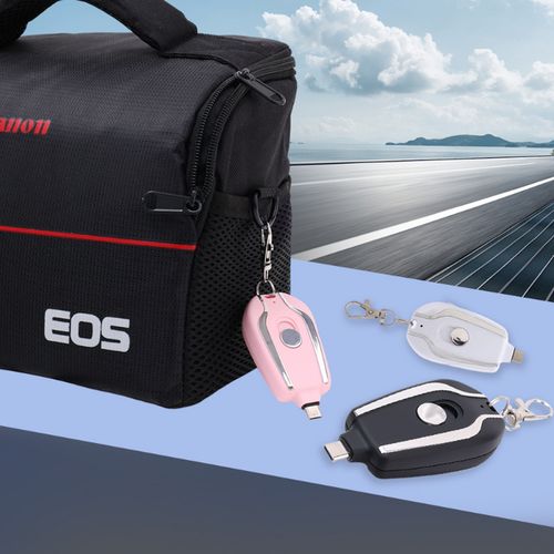 1200mAh Portable Car Keychain Power Bank RechargeableType-C External Charger Phone Emergency Power-pink_WHITE