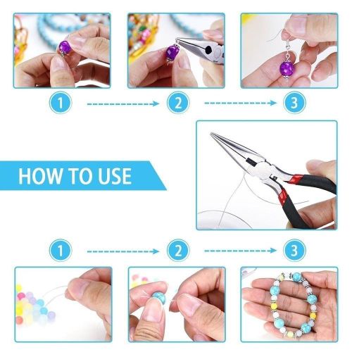 Jewelry Making Kit Jewelry Findings Starter Set Jewelry Beading Making and Repair Tools Pliers Silver Beads Wire Starter Tool NO5115