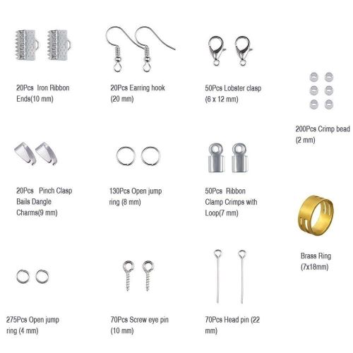 Jewelry Making Kit Jewelry Findings Starter Set Jewelry Beading Making and Repair Tools Pliers Silver Beads Wire Starter Tool NO5115