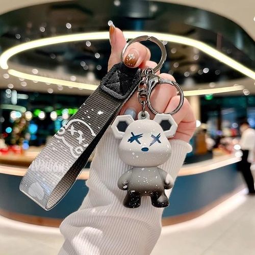 Little bear keychain DIY bag pendant keychain holder car keyring simple multipurpose keychain gift ideas-Red_GRAY