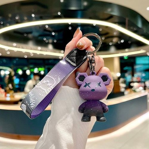 Little bear keychain DIY bag pendant keychain holder car keyring simple multipurpose keychain gift ideas-Red_GRAY