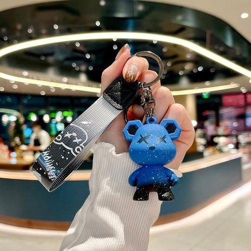 Little bear keychain DIY bag pendant keychain holder car keyring simple multipurpose keychain gift ideas-Red_GRAY