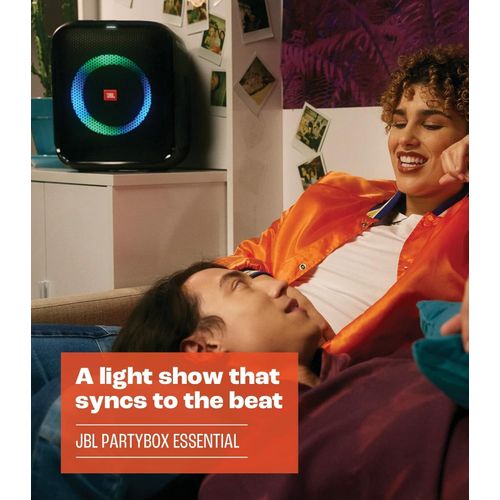 Jbl Partybox Encore Essential Portable Party Speaker, 100W Powerful Sound, Built-In Dynamic Light Show, IPX Splash Proof Design, 10 Hours of Playtime, Multisource Playback - Black