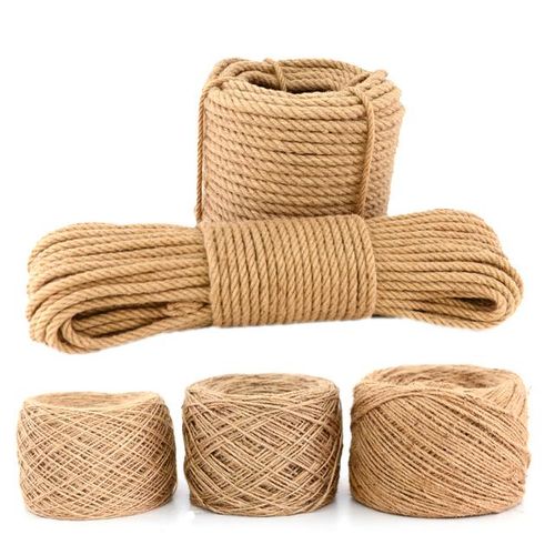 15m 4mm 5mm 7mm Natural Jute Twine 3 Shares Twisted Rope Diy Craft Decoration Rope Thread For Packing Bag Tag Wrapping Cat
