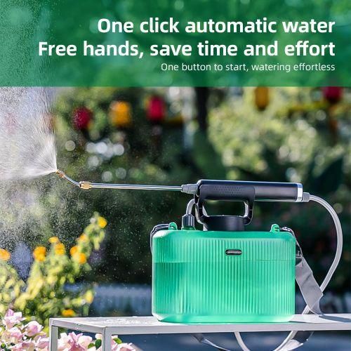 Battery Powered Garden Sprayer 1.32 Gallon  5L Electric Sprayer With USB Rechargeable Handle Portable Garden Sprayer With Telescopic Wand  2 Mist Spray Lance  Adjustable Shoulder Strap NO5115