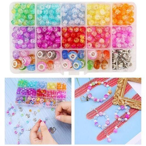 Baking Painted Crackle Glass Beads Bracelet Jewelry Making Kit 300Pcs