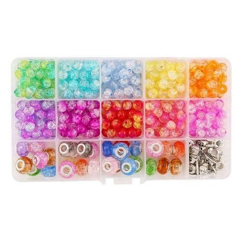 Baking Painted Crackle Glass Beads Bracelet Jewelry Making Kit 300Pcs