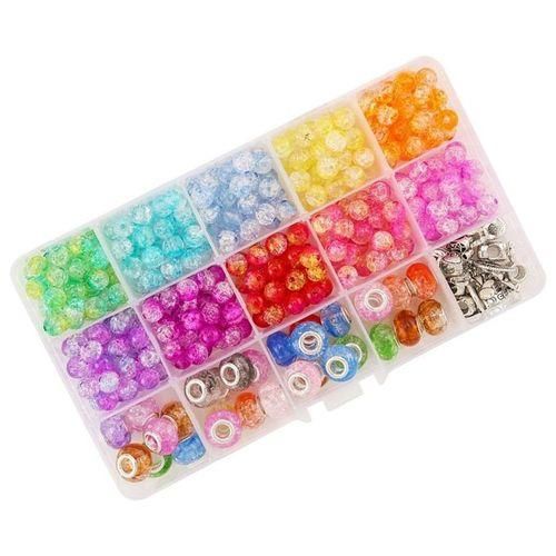 Baking Painted Crackle Glass Beads Bracelet Jewelry Making Kit 300Pcs