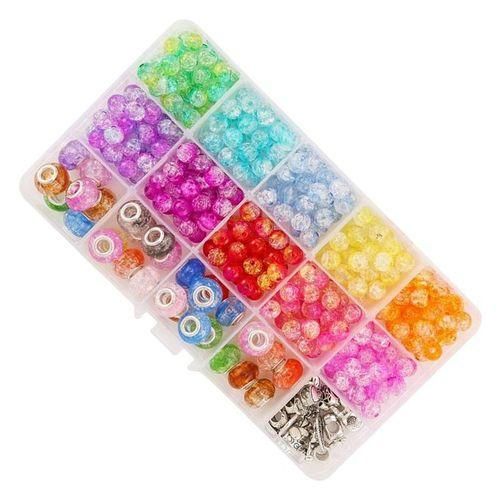 Baking Painted Crackle Glass Beads Bracelet Jewelry Making Kit 300Pcs