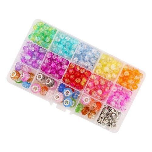Baking Painted Crackle Glass Beads Bracelet Jewelry Making Kit 300Pcs