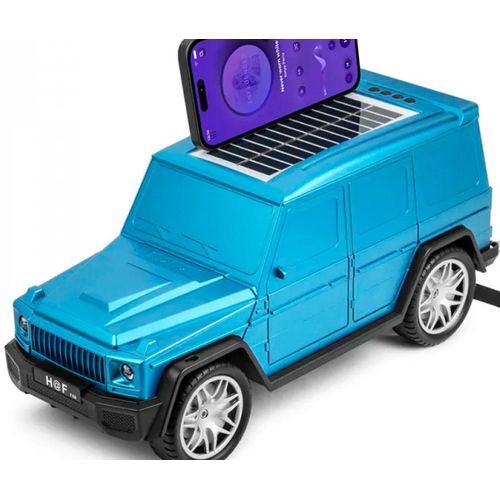 Luxury SUV Style Jeep Bluetooth Speaker - Solar Charging, Carry Strap, Multi-Input F88 for Universal Cell Phone And Bluetooth Device -Blue