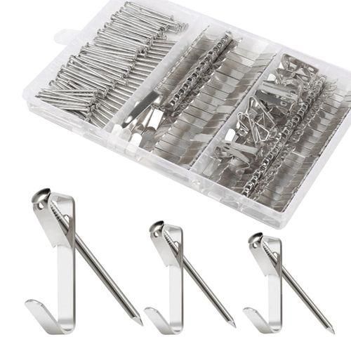 Picture Hanging Hooks, 184PCS Picture Hanging Kit Including 20lb30lb50lb Hanging Hooks, Heavy Duty Picture Hooks with Nails for Picture Frame, Canvas, Mirror Hanging Decoration, Silver
