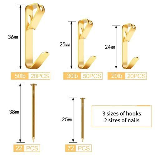 Picture Hanging Hooks, 184PCS Picture Hanging Kit Including 20lb30lb50lb Hanging Hooks, Heavy Duty Picture Hooks with Nails for Picture Frame, Canvas, Mirror Hanging Decoration, Silver