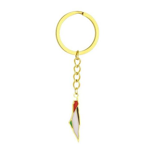 Palestine Flag Keychain Stainless Steel Keyring Bag Packback Pendant Hangings Car Decoration Accessories Men And Women New-Silver_WHITE