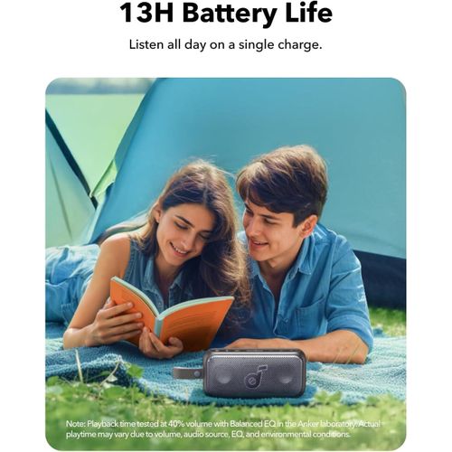 Anker Soundcore Motion 300 Wireless Hi-Res Bluetooth Speaker with BassUp, Portable Speaker with SmartTune Technology, 30W Stereo Sound, IPX7 Waterproof, Detachable Strap, for Backyard, Camping and Hiking - Black
