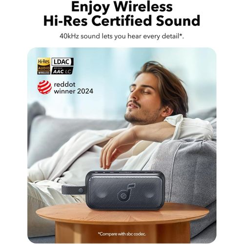 Anker Soundcore Motion 300 Wireless Hi-Res Bluetooth Speaker with BassUp, Portable Speaker with SmartTune Technology, 30W Stereo Sound, IPX7 Waterproof, Detachable Strap, for Backyard, Camping and Hiking - Black