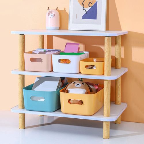 Desktop Storage Basket Durable Stackable Vanity Dark Blue