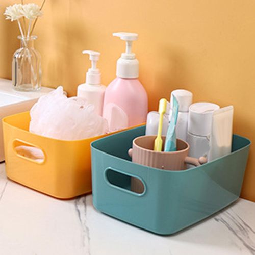Desktop Storage Basket Durable Stackable Vanity Dark Blue