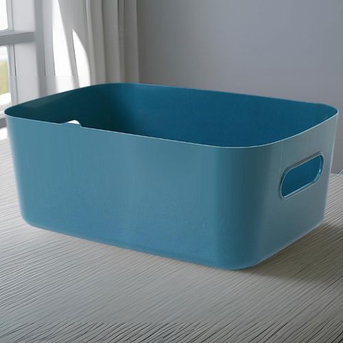 Desktop Storage Basket Durable Stackable Vanity Dark Blue