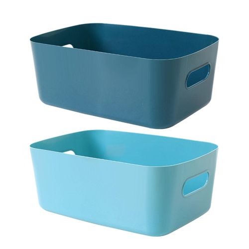 Desktop Storage Basket Durable Stackable Vanity Dark Blue