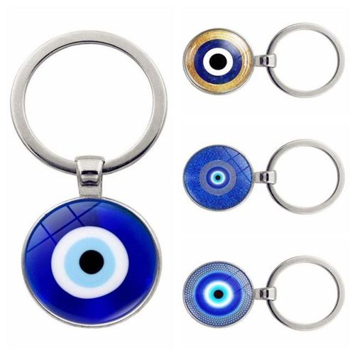 Blue Evil Eye Blue Evil Eye Pendant Bag Charm Turkish Lucky Evil Eye Keyring Fashion Trendy Home Protection Decor--no.5_Orange