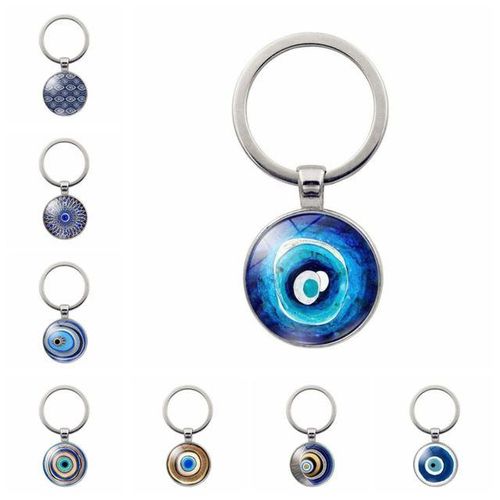 Blue Evil Eye Blue Evil Eye Pendant Bag Charm Turkish Lucky Evil Eye Keyring Fashion Trendy Home Protection Decor--no.5_Orange