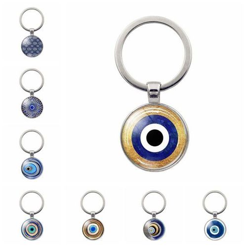 Blue Evil Eye Blue Evil Eye Pendant Bag Charm Turkish Lucky Evil Eye Keyring Fashion Trendy Home Protection Decor--no.5_Orange