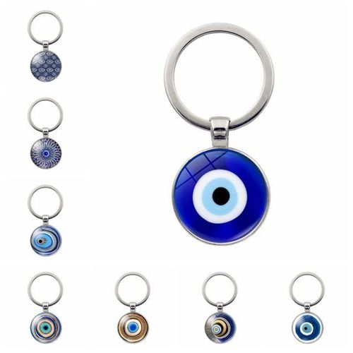Blue Evil Eye Blue Evil Eye Pendant Bag Charm Turkish Lucky Evil Eye Keyring Fashion Trendy Home Protection Decor--no.5_Orange