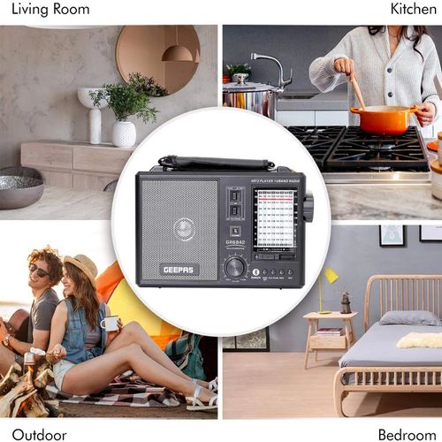 Geepas  Rechargeable 10 Band Radio & Mp3 Player-Multi
