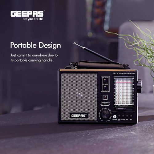 Geepas  Rechargeable 10 Band Radio & Mp3 Player-Multi
