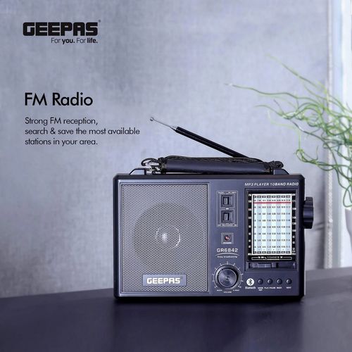 Geepas  Rechargeable 10 Band Radio & Mp3 Player-Multi
