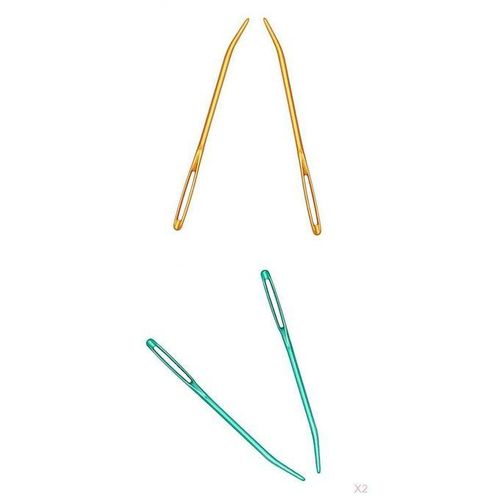 6 Pieces Aluminium Large-eye Bent Tip Knitting