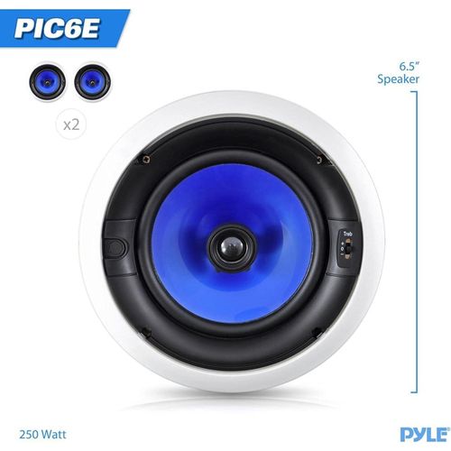 Pyle 6.5 Inch 250W Pair of Hi-Fi Ceiling Wall Flush Mount Speakers w/ 1