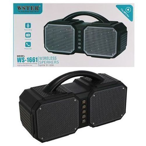 Wster WS-1661 Heavy Bass Rechargeable Bluetooth Wireless Speaker - Black