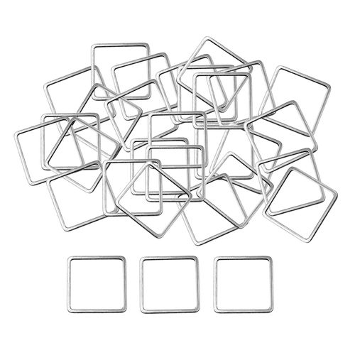 30x Square Charms DIY Earring Connectors Metal Frame Silver Bracelets