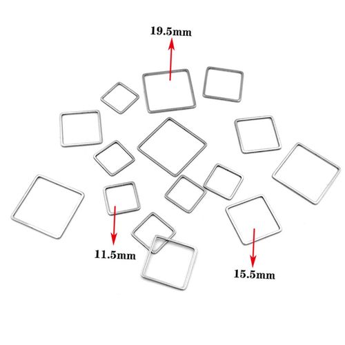 30x Square Charms DIY Earring Connectors Metal Frame Silver Bracelets