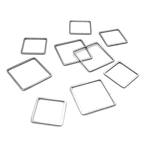 30x Square Charms DIY Earring Connectors Metal Frame Silver Bracelets