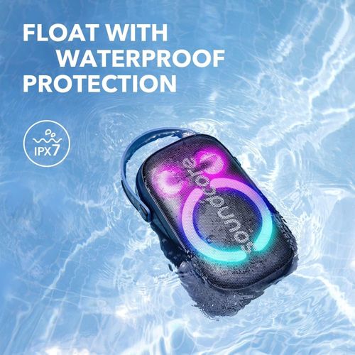 Anker Soundcore Rave Neo 2 Portable Speaker with 80W Stereo Sound, PartyCast 2.0, Light Show, IPX7 Waterproof (Floats on Water) 18H Playtime, Customizable EQ & Bass Up - Black