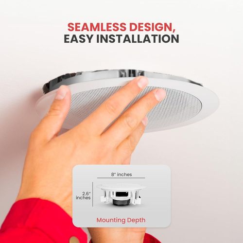 Pyle 5.25&rdquo; Ceiling Wall Mount Speakers - Pair Of 2-Way Midbass Woofer Speaker 1'' Polymer Dome Tweeter Flush Design W/ 80Hz - 20kHz Frequency Response & 150 Watts Peak Easy Installation