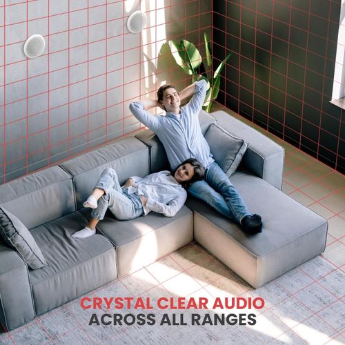 Pyle 5.25&rdquo; Ceiling Wall Mount Speakers - Pair Of 2-Way Midbass Woofer Speaker 1'' Polymer Dome Tweeter Flush Design W/ 80Hz - 20kHz Frequency Response & 150 Watts Peak Easy Installation